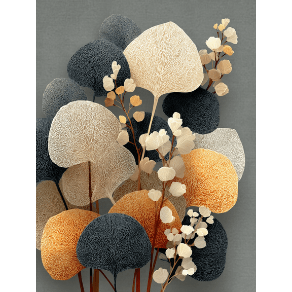 Abstract Boho Leaf Canvas Print, Minimalist Botanical Art, Mid Century Modern Neutral Wall Decor