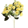 thumbnail image 2 of 15 Heads Artificial Flowers for Outdoors, 1 Bunches 12 Inch Dahlia Daisies Mum Fake Plants Uv Resistant Faux Flower Cemetery Flowers for Grave Spring Summer Decor Mothers Day Indoor Home (Yellow), 2 of 9