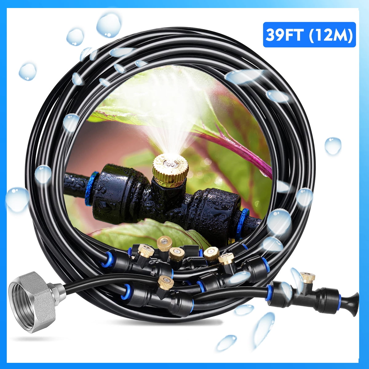 Misting Cooling System,ZPL 39FT (12M) Patio Mister Garden Mister