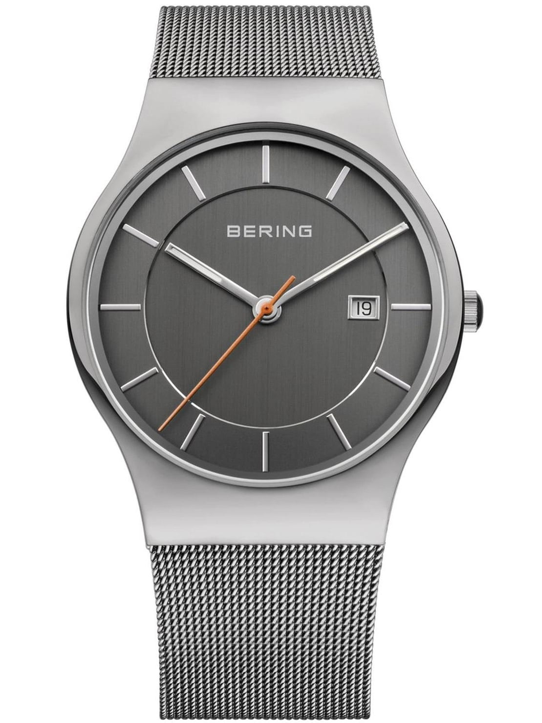 Bering Men's 38mm Steel Bracelet & Case Sapphire Crystal Quartz Grey Dial Analog Watch 11938007
