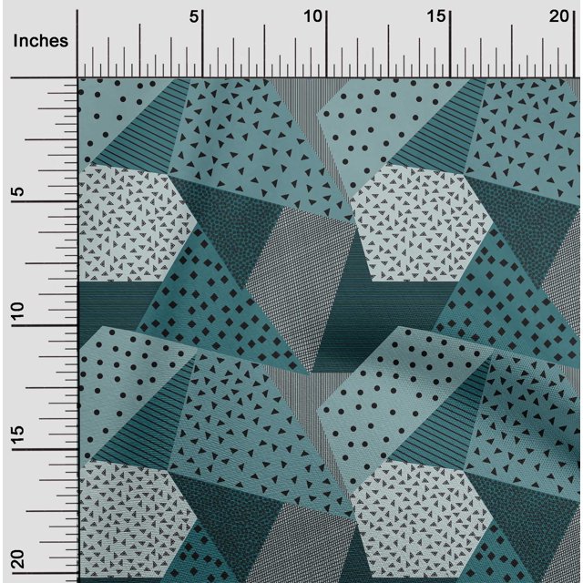 oneOone Georgette Viscose Dusty Teal Blue Fabric Dot|Check & Triangle Geometric Sewing Craft Projects Fabric Prints By Yard 42 Inch Wide