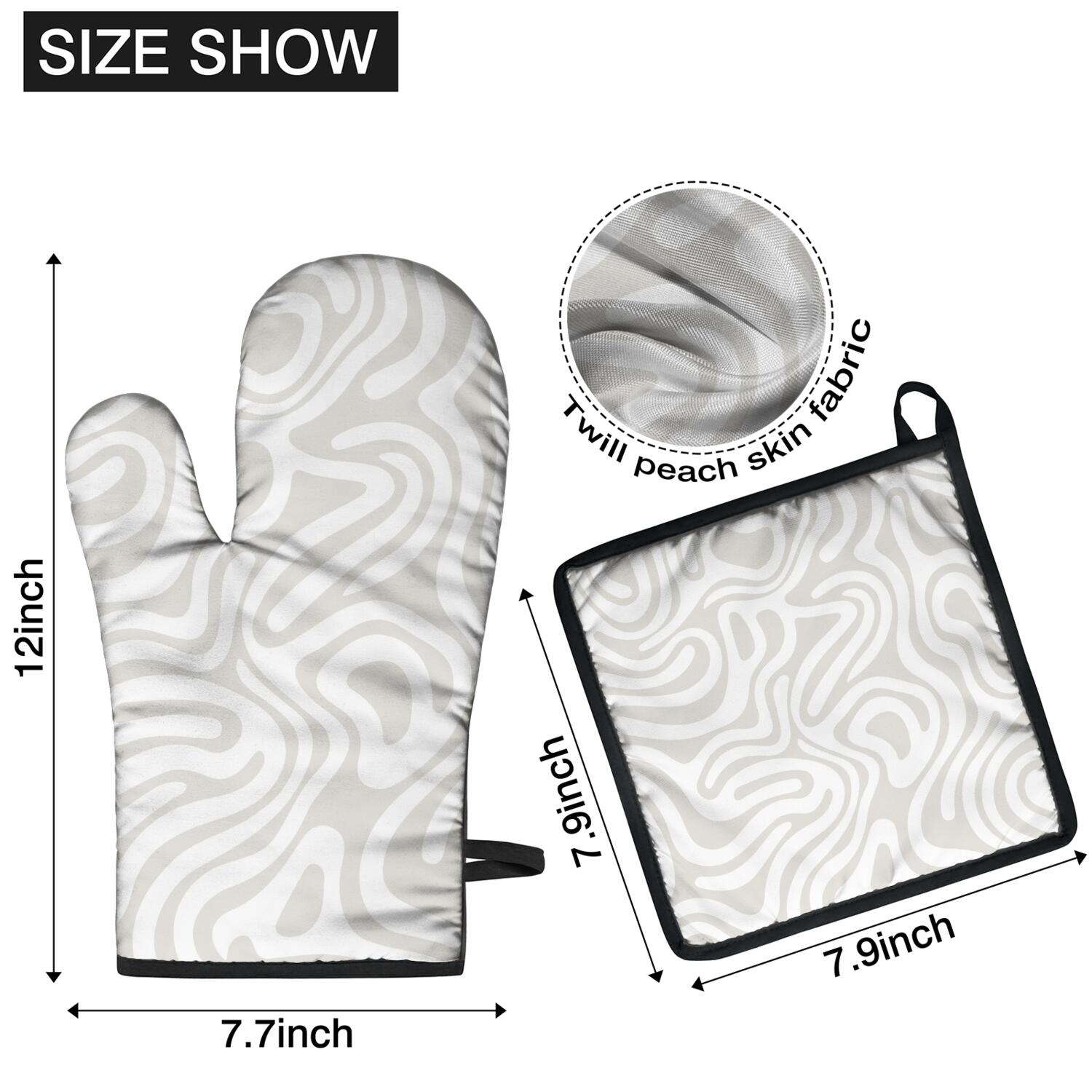 Oven Mitts and Pot Holders Set Of 4, Heat Resistant Kitchen Gloves with Non-Slip Grip, Hanging Loop, Soft Cotton Lining for Baking, Cooking, Grilling, Barbecue