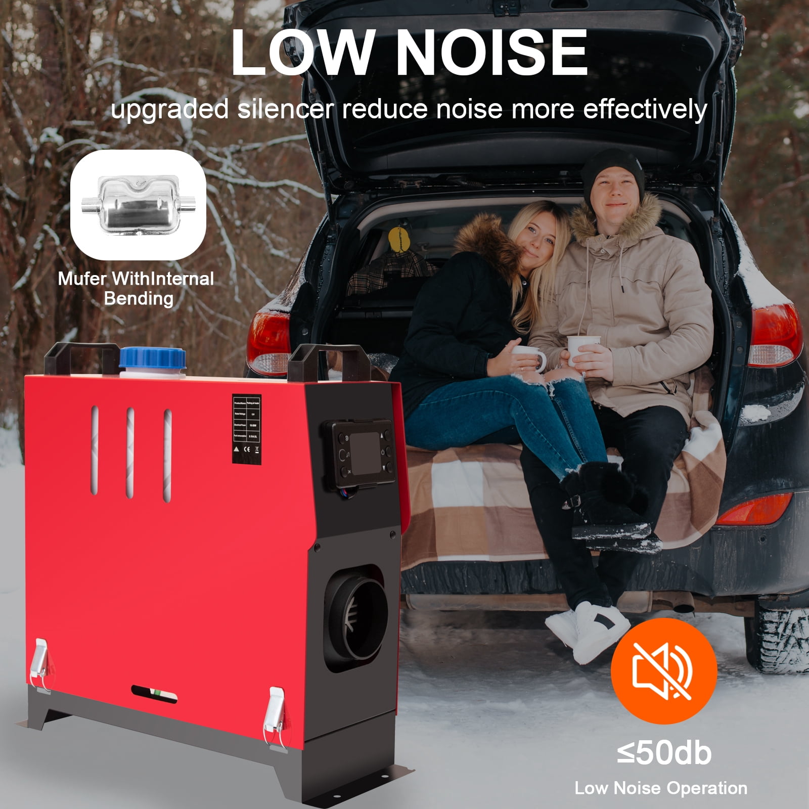 Jacgood 12V 8KW Diesel Air Heater, Black, With LCD Display, Remote Control, Silencer, for Recreational Vehicle
