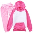 thumbnail image 4 of JIAYUE Girls Clothing Outfits Raglan Long Sleeve Color Block Hoodies With Pocket Solid Jogger Pants 2-Piece Sets Back To School,7-8 Years, 4 of 4