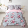 thumbnail image 3 of Feelyou Pink Peony Flower Twin Bedding Sets 7-Piece for Female, Romantic Floral Bedding Comforter Set, Retro Bohemian Fashion Reversible Sheet Sets, Luxury Bedroom Decor, 3 of 9