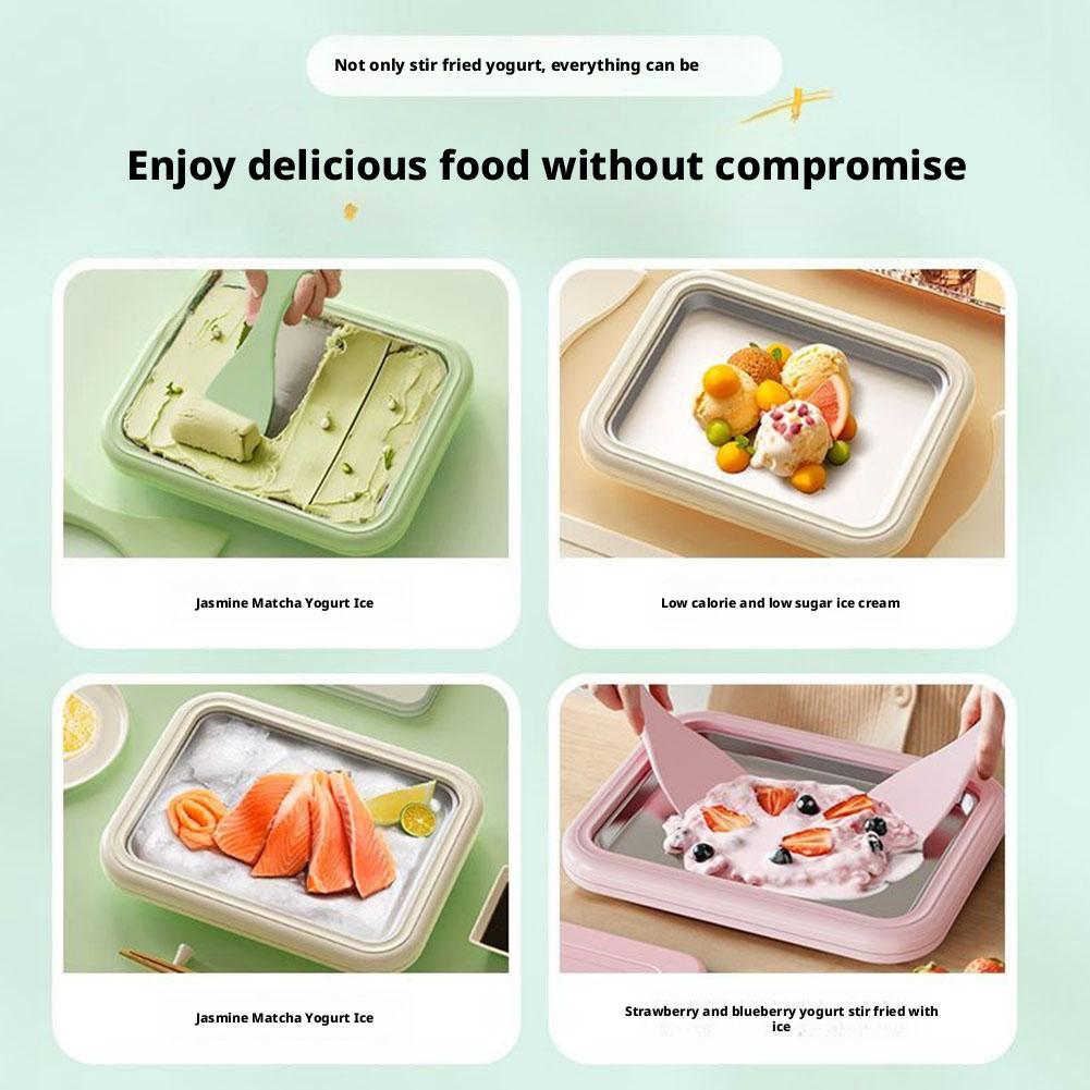DIY Rolled Ice Cream Maker Kit, At Home Ice Cream Maker Machine with 2 Scrapers, Fun Homemade Dessert Activity for All Ages, Families and Parties