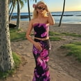 thumbnail image 6 of 2 Piece Skirt Sets Women Summer, Floral Sleeveless Tube Top Bodycon Maxi Skirts Y2k Going Out Outfits Black L, 6 of 8