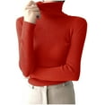 thumbnail image 2 of Juslio Womens Sweaters Pullovers Turtlenecks Solid High Neck Long Sleeve Knit Red, 2 of 5