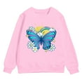 thumbnail image 4 of Kogui Sweatshirts for Girls Long Sleeve Shirts For Girls Drop Shoulder Pullover Solid Crew Neck Cropped Sweatshirts Size 5T 6T (Pink,5-6 Years), 4 of 4