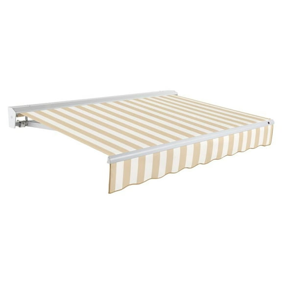 Awntech 24' x 10' Destin Manual Patio Retractable Awning, Linen/White Stripe