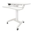 thumbnail image 3 of Height Adjustable Computer Desk Sit Stand Workstation Mobile Standing Desk+Wheel, 3 of 12