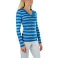 thumbnail image 4 of ToBeInStyle Women's Striped Classic Long Sleeve V-Neck Pullover Sweater - Jade - Small, 4 of 6