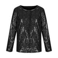 thumbnail image 3 of KAUOD Cute Sequins Shirt for Girls Crew Neck Long Sleeve Glitter School Dance Tops Clothes Kids Soft Pullover Sweater, 3 of 5