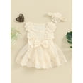thumbnail image 2 of Qtinghua Newborn Infant Baby Girl Jumpsuit Sleeveless Tulle Lace Floral Romper with Headband Summer Clothes, 2 of 9