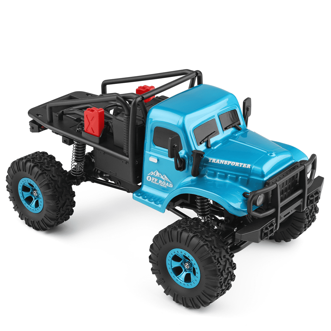 1:18 4WD RC Off-Road Rock Crawler, High-Torque Climbing Truck with LED Lights, 7.4V Rechargeable Battery, 2.4GHz Remote Control & All-Terrain Tires Hobby-Grade RC Car for Adults