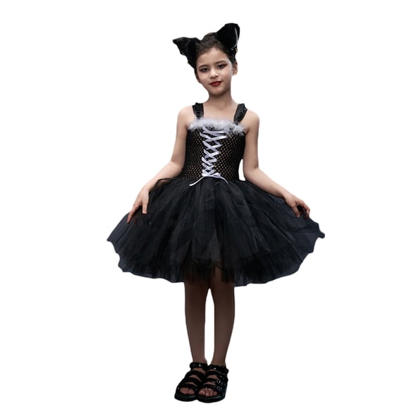 Txlixc Conjunto de Vestido para niña, Vestido de Patchwork de Tul Sin Mangas con Aro para el Cabello + Varita + Guantes para Cosplay Party Stage Show Txlixc  Moda