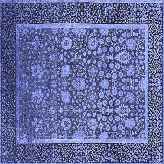 Ahgly Company Indoor Square Oriental Blue Industrial Area Rugs, 8' Square