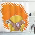 thumbnail image 1 of Ambesonne Sloth Shower Curtain, Lazy Female on the Couch, 69"Wx70"L, Orange Yellow, 1 of 3