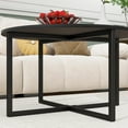thumbnail image 6 of Round Coffee Table Nesting Tables for Living Room Tea Desk with Black Metal Legs Tea Table Balcony End Sofa Table Study,Black, 6 of 15