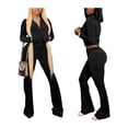 thumbnail image 6 of Seyurigaoka Solid Color Stand Collar Long Sleeve Tops with Zipper + Long Pants, 6 of 7