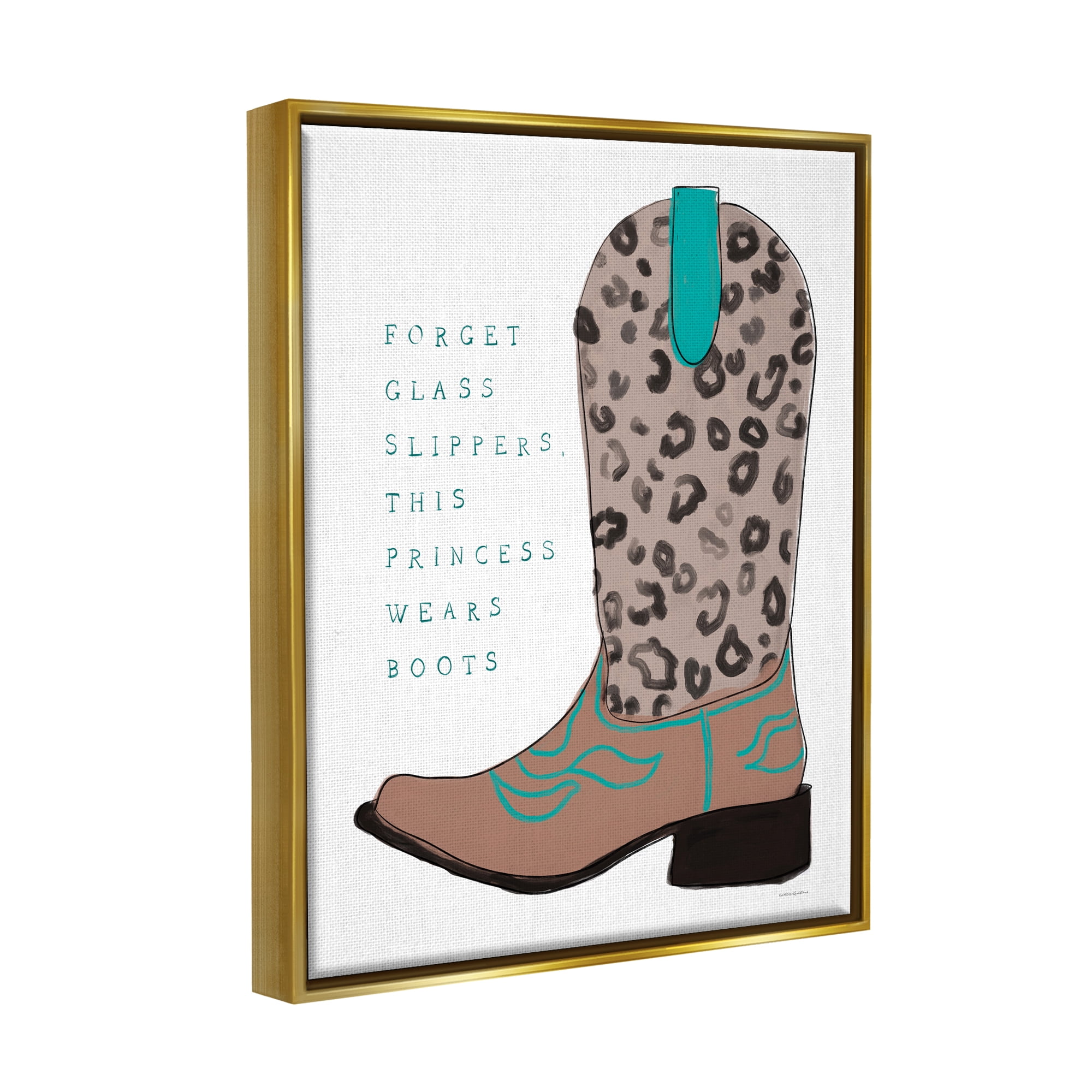 Stupell This Princess Wears Boots Cowgirl Beauty & Fashion Painting Gold Floater Framed Art Print Wall Art