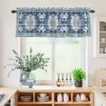 thumbnail image 5 of 3 Piece Kitchen Curtains and Valances Set Blue Boho Cafe Curtains 24 Inch Length Farmhouse Bohemian Medallion Oriental Flower Valance & Tier Curtain for Living Room Bedroom Window 54"x18"+27"x24"*2, 5 of 6