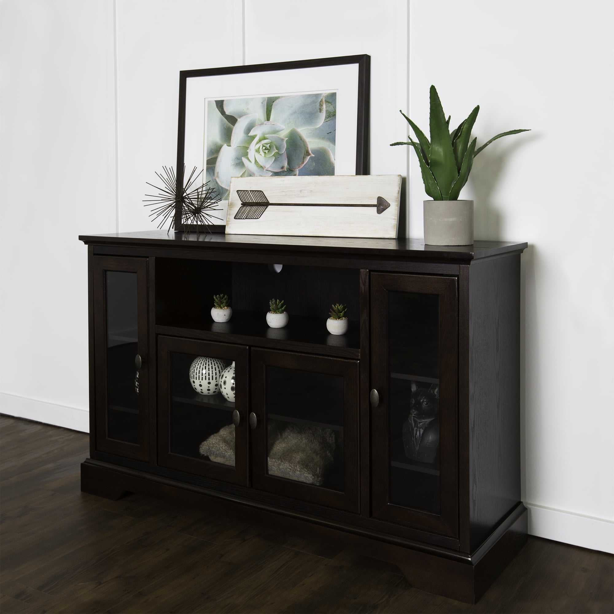 Walker Edison Highboy Style Wood Media Storage Tv Stand Console For Walker Edison Highboy Style Wood Media Storage Tv Stand Console For Tvs Up To 55 Black Com