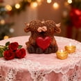 thumbnail image 4 of Darzheoy Valentine's Highlands Cow Figurine Resin Couple Statue with Heart Design for Home Decor Family Love Symbol Gift Idea Tabletop Display, 4 of 6