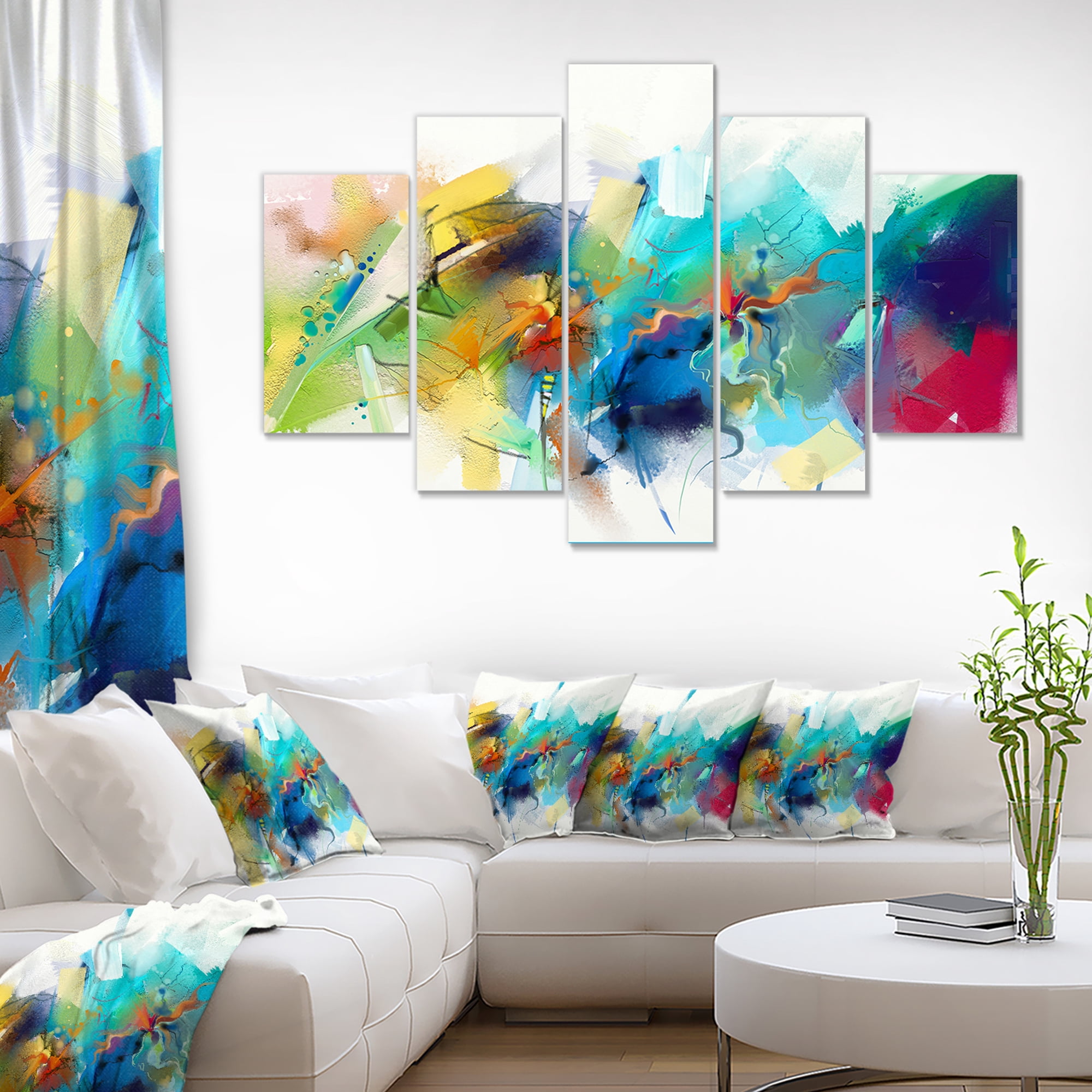 Designart 'Brush Stroke Colorful Oil Painting ' Contemporary Painting Print on Wrapped Canvas