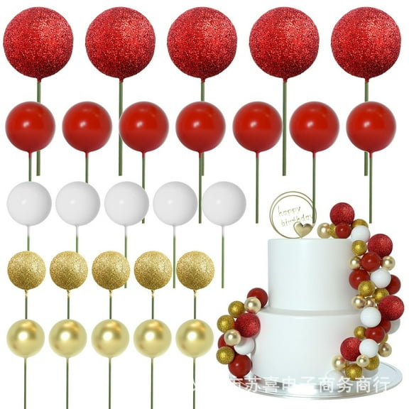 50pcs Ball Cake Boho Grass Cake Topper Ball Cake Insert Decoration for Birthday Decorations Boho Themed Party Supplies