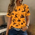 thumbnail image 5 of Halloween Tops for Women Short Sleeve Crewneck Witch Print T Shirts Funny Halloween Costume Party Top, 5 of 7