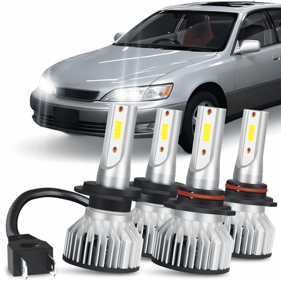 WVKVII For Lexus ES300 1997-2003 LED Headlights High Low Beam 4 Bulbs Combo Kit White