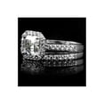 thumbnail image 3 of Cushion Cut Cz Sterling Silver 2-Pc Ring Set Clear Halo Matching Wedding Carved, 3 of 4