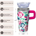 thumbnail image 3 of Leak Proof 20oz Double Wall Insulated Tumbler with Handle, Geometric Stainless Steel Travel Coffee Mug Includes Straw, 3 of 5
