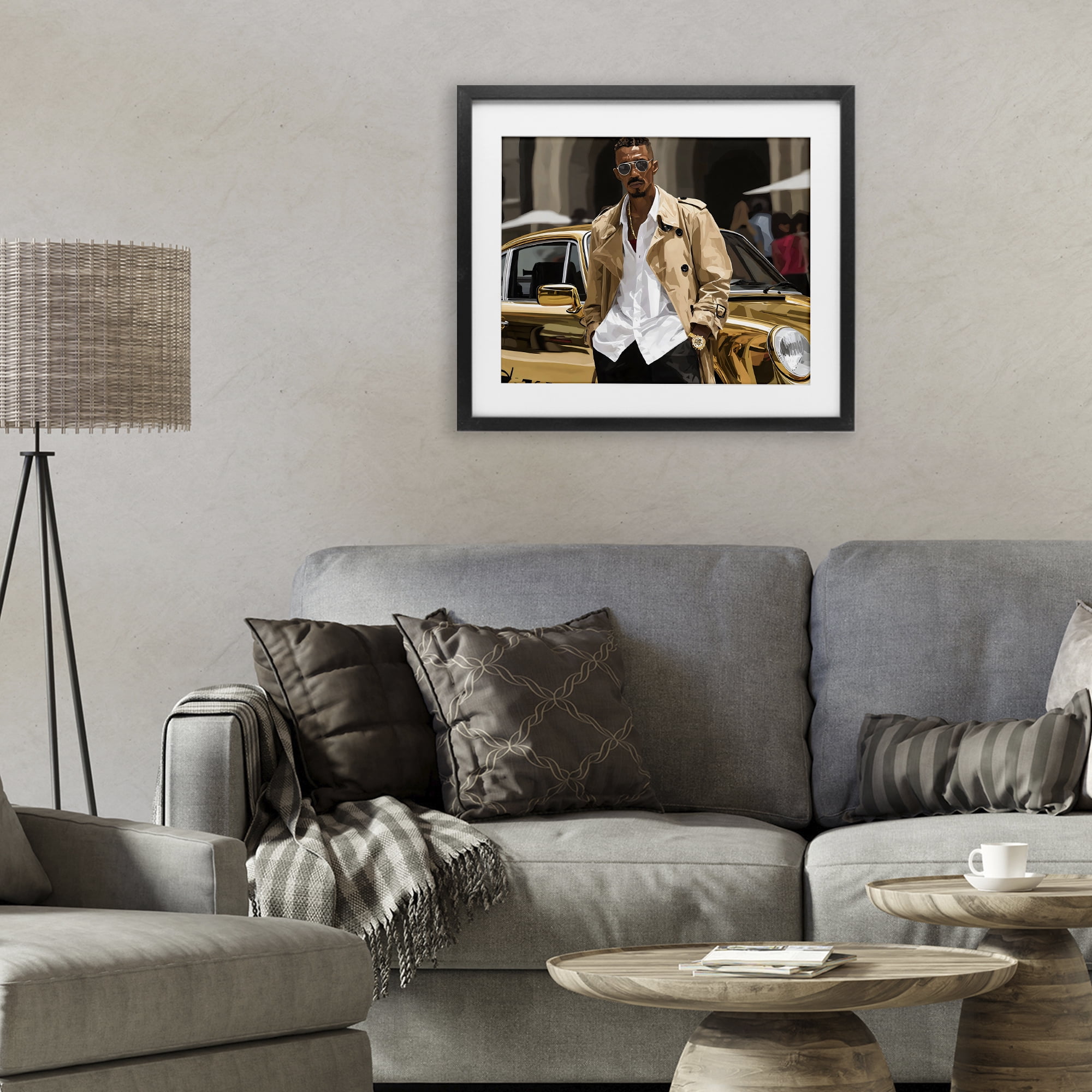 Stupell Industries Classy Gilded Sportscar & Driver Black Framed Print Under Glass, design by Franklyn Gregory