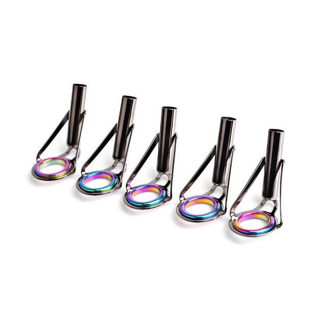 Soidarity Paquete de 5 puntas de ojo de guía de caña de pescar universal anillos de guía de línea de acero inoxidable accesorios de aparejos de pesca Pescar gris colorido talla 7 Soidarity OD027379-10
