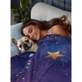 thumbnail image 3 of Starry Sky Star Twim Size Flat Sheet, Wrinkleproof & Fadeproof Cooling Flat Bed Sheet Only, Yellow Purple Stars Breathable Soft Bedding Top Sheets 66 x 96 Inches, 3 of 8