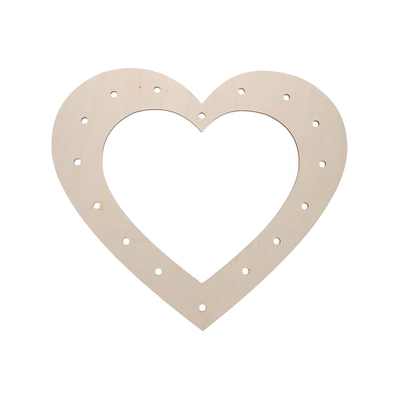 Unfinished Wooden Wreath Heart Shape Ring, Floral Hoop Garland Frame for DIY Crafts, Wood Wreath Form, 25cm