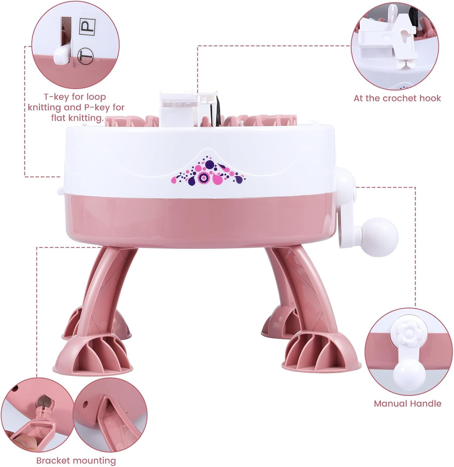 22 Needles Knitting Machine,Smart Weaving Loom Round Knitting Machines,Rotating Double Knitting Machine,Rotating Double Knitting Machine Kit,DIY Hand Crank Knitting Machine