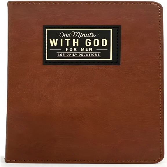 CCOCC One Minute with God Mens Daily Devotional,365 Daily Devotional for Men,Brown Faux Leather Journal