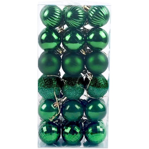 Paquete de 36 piezas de adornos de bolas de Navidad, decoraciones de Navidad irrompibles, colgantes de bolas de árbol, decoración de fiesta de Halloween para bodas, adornos de bolas de decoración de árbol de Navidad(verde, 4 cm/1,5'') ER