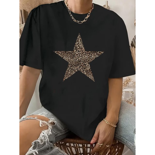 Deer Chives Directional Is a Round-Neck Short-Sleeve T-Shirt, a Vintage Casual Printed Top for Women.