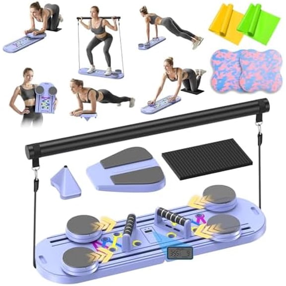 Pilates Board, Pilates Reformer Set, Pilates Machine 15-in-1 Multifunctional Abdominal Board for Home Office Workout, Foldable Portable Pilates Reformer Board for Women$$Other