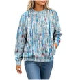 thumbnail image 6 of Frostluinai Graphic Sweatshirts for Women Crewneck Long Sleeve Basic Tee Shirts Loose Fit Casual Y2K Print Pullover Tops S-3XL, 6 of 7