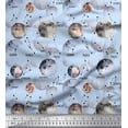 thumbnail image 1 of Soimoi Blue Velvet Fabric Zodiac Text & Planet Galaxy Printed Craft Fabric by the Yard 60 Inch Wide, 1 of 3