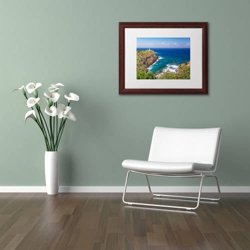 Trademark Fine Art 'Kilauea Lighthouse' Canvas Art by Pierre Leclerc, White Matte, Wood Frame