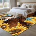 thumbnail image 4 of Area Rug for Living Room, Sunflower Cows Non-Slip Indoor Large Carpet for Bedroom/Dining Room, Yellow Floral Watercolor Botanical Summer Washable Low-Profile Rectangle Floor Runner Rugs - 6 x 9 Ft, 4 of 8