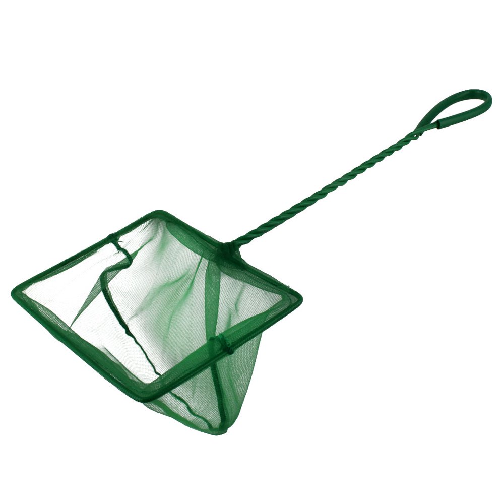 Aquarium Fishbowl Spiral Handle Fish Landing Net Mesh Green 42.5cm