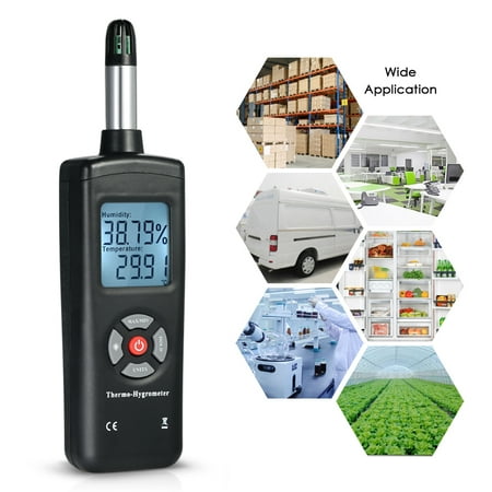 Digital LCD Thermo-Hygrometer Thermometer Hygrometer Temperature & Humidity Meter Psychrometer Wet Bulb Dew Point Temperature