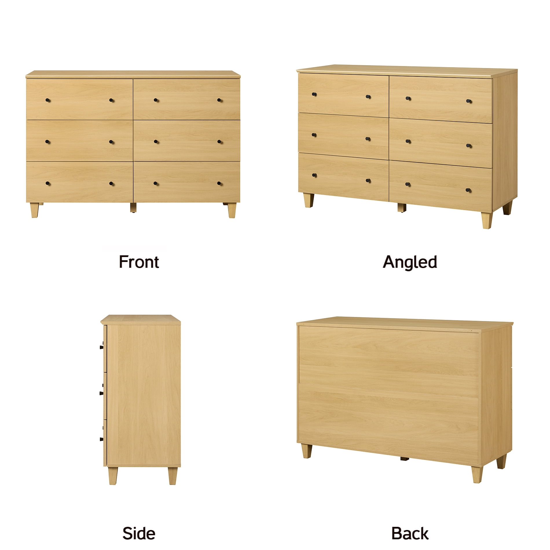 Modern 12-Drawer Double Dresser, Wood Chest of Drawers with Oak Wood Finish, 95" Wide